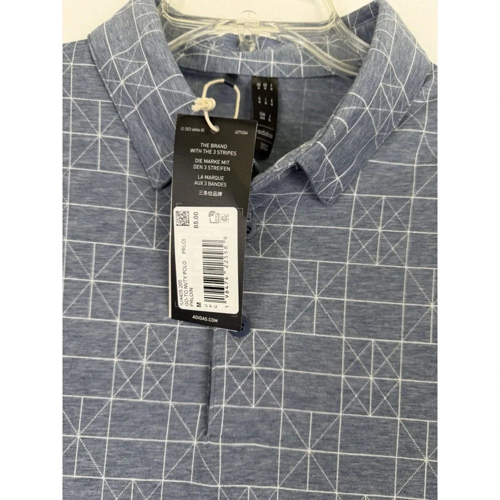 Adidas Golf‎ Novelty Go-To Performance Polo Shirt Mens medium Geo Navy NWT